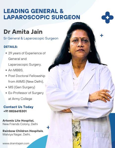 best General and laparoscopy surgeon in Delhi Dr Amita Jain
